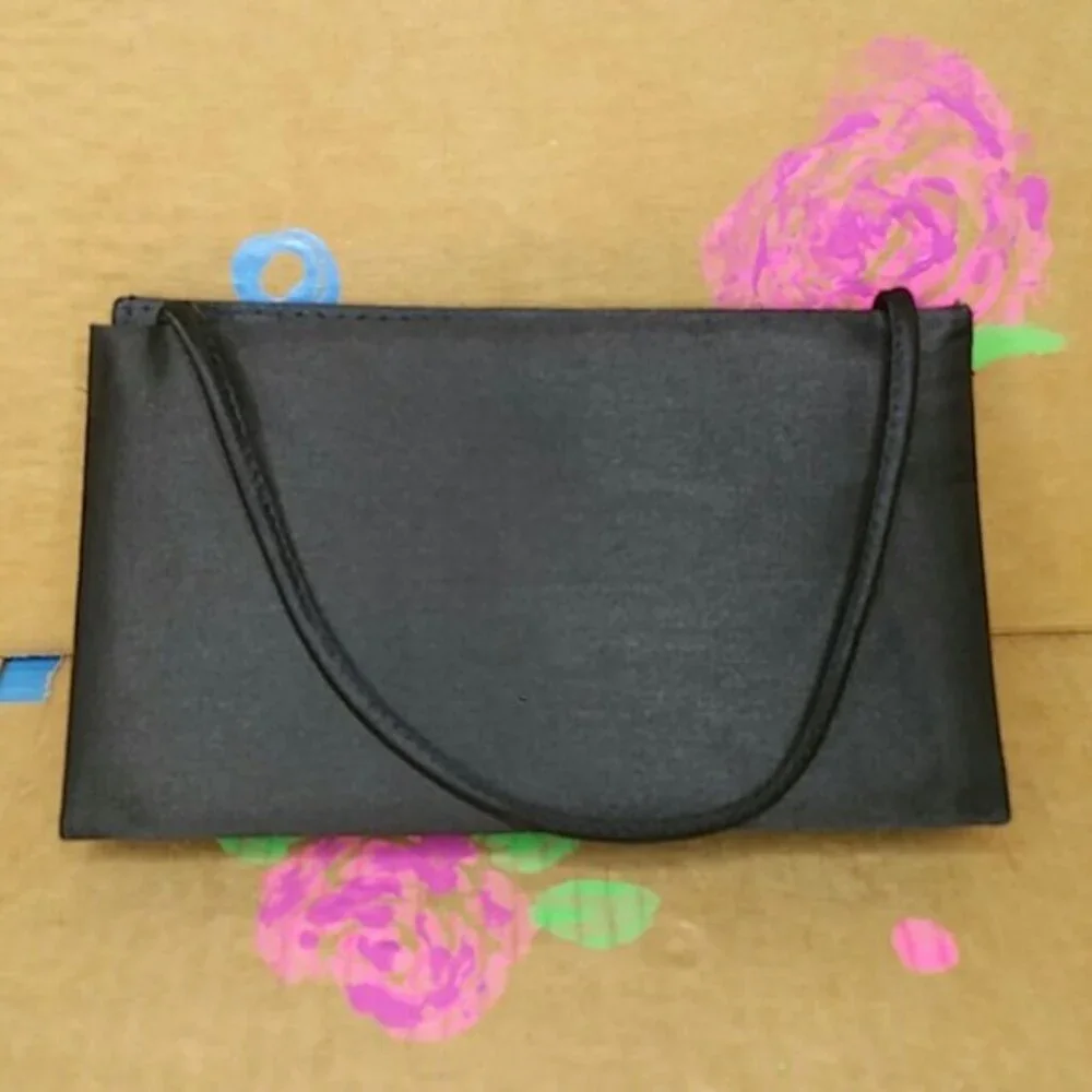 Victoria's Secret Beaded Black Satin Evening Bag